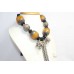 Antique Necklace Sterling Silver Amber Beads Traditional Tribal Thread Old D706